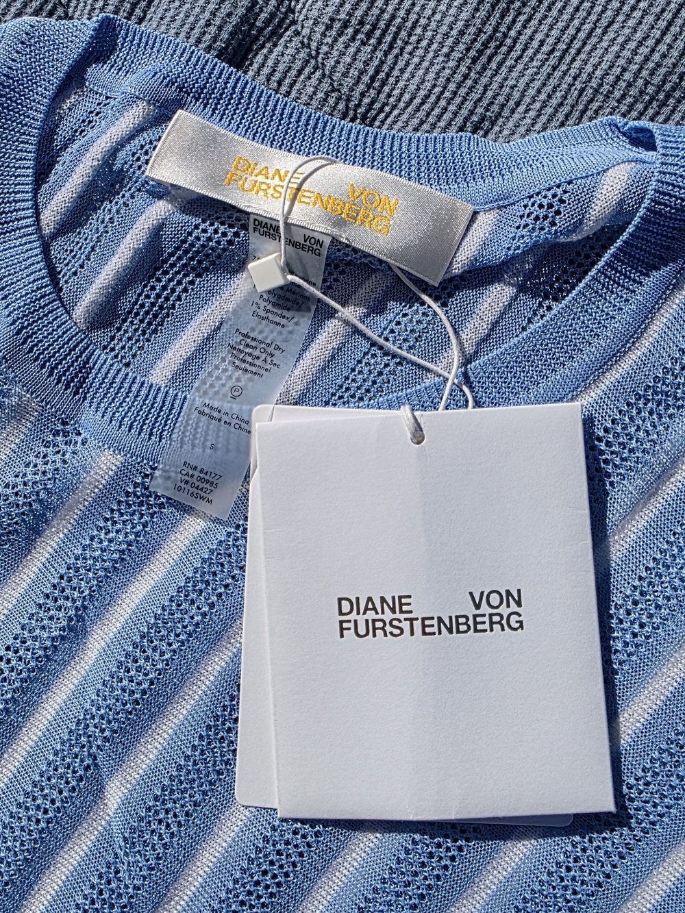 Diane Von Furstenberg Light Blue and White Striped Cover Up